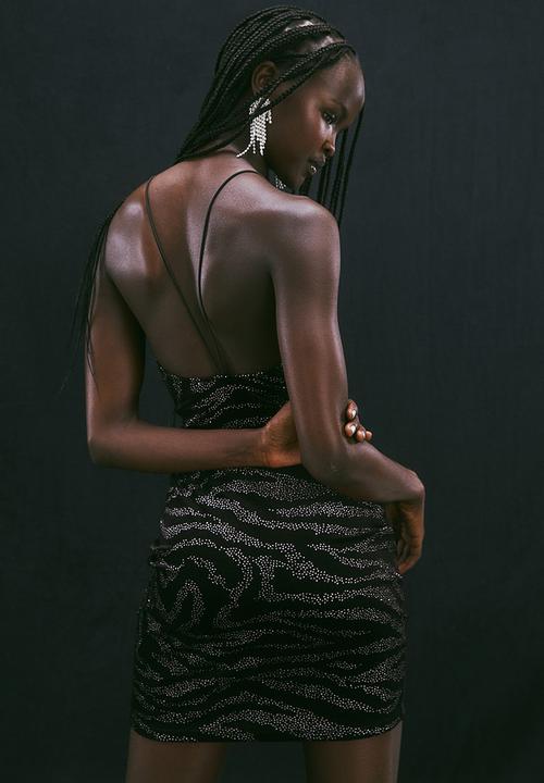 H&M - Backless dress - black/zebra-print