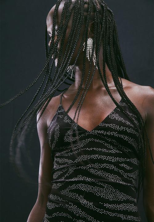 H&M - Backless dress - black/zebra-print