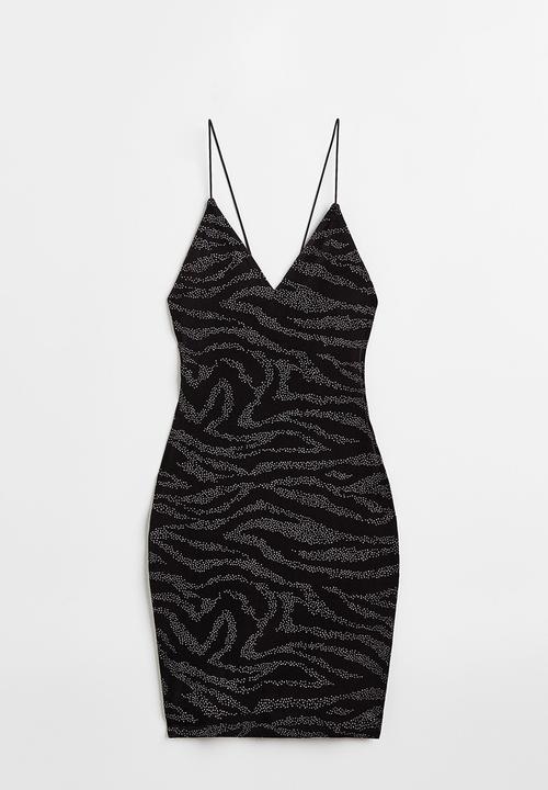 H&M - Backless dress - black/zebra-print