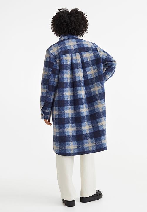 H&M - Long shacket - blue/checked