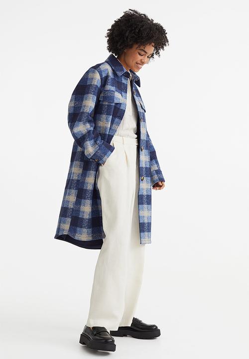 H&M - Long shacket - blue/checked