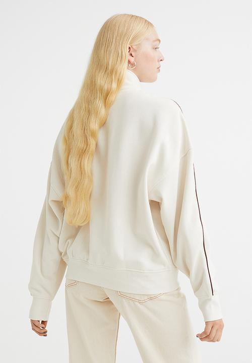 H&M - Oversized zip-top sweatshirt - cream/park city