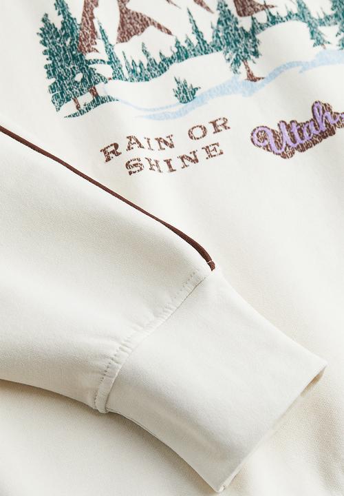 H&M - Oversized zip-top sweatshirt - cream/park city