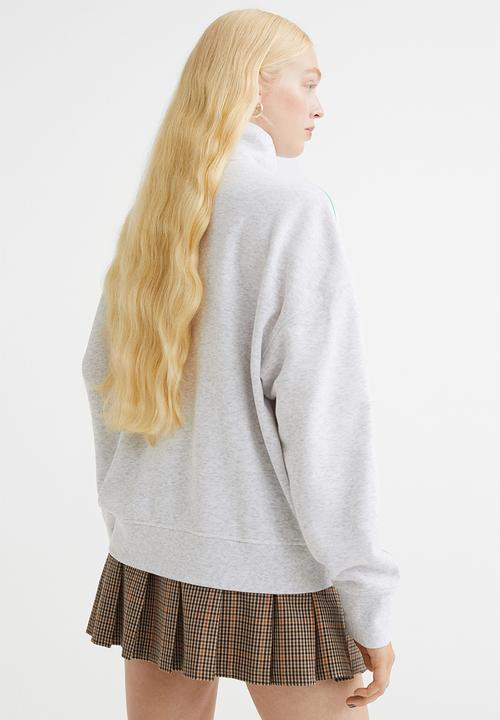 H&M - Oversized zip-top sweatshirt - light grey marl/vermont