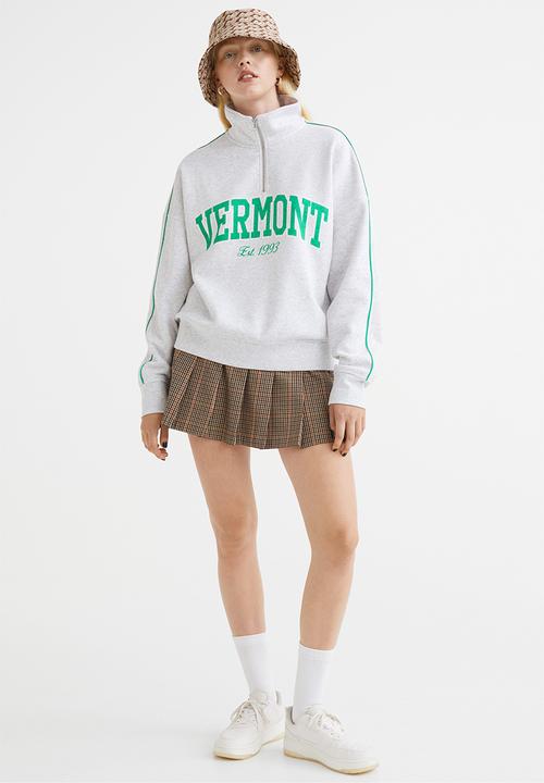H&M - Oversized zip-top sweatshirt - light grey marl/vermont