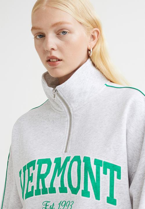 H&M - Oversized zip-top sweatshirt - light grey marl/vermont