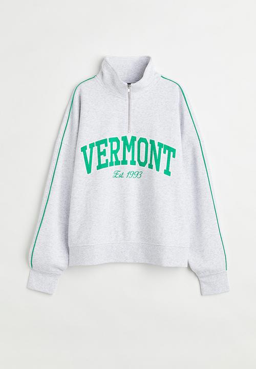 H&M - Oversized zip-top sweatshirt - light grey marl/vermont