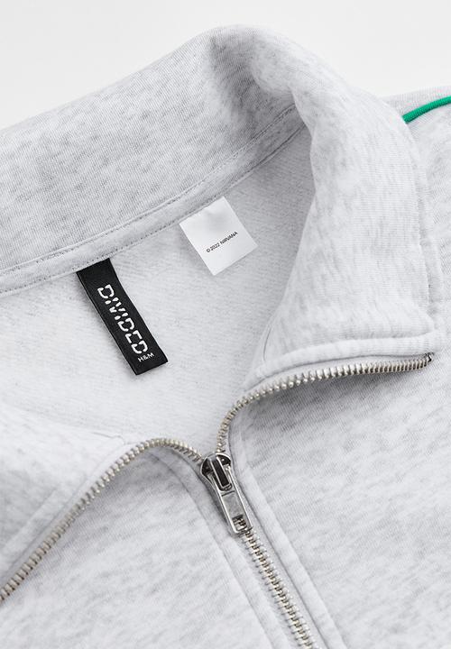 H&M - Oversized zip-top sweatshirt - light grey marl/vermont