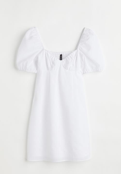 H&M - Puff-sleeved crêpe dress - white