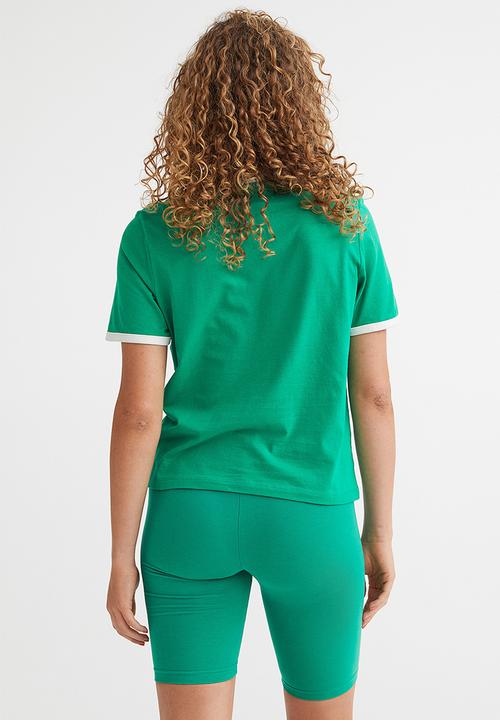 H&M - Cotton T-shirt - green/white