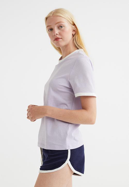 H&M - Cotton T-shirt - light purple/white