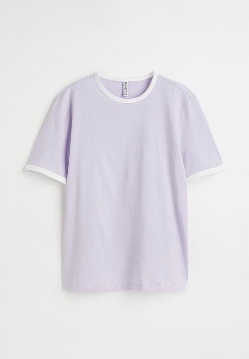H&M - Cotton T-shirt - light purple/white