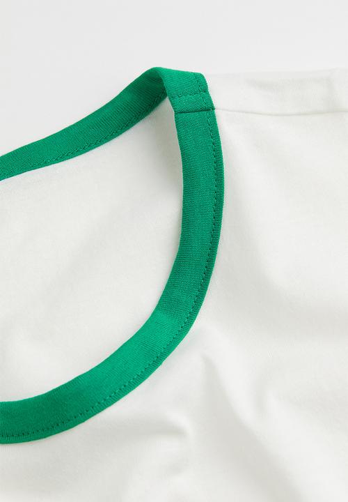 H&M - Cotton T-shirt - white/green