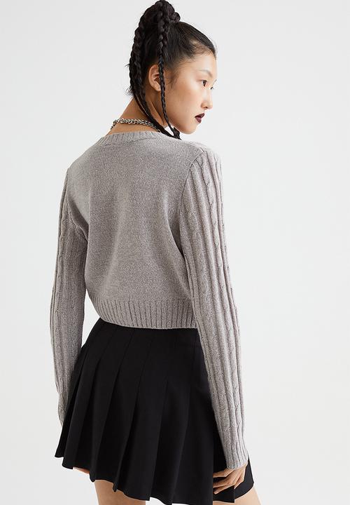 H&M - Cable-knit cardigan - light grey marl