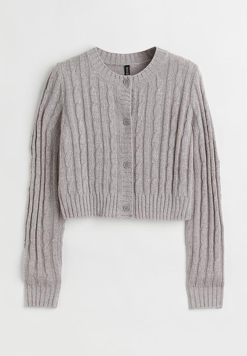 H&M - Cable-knit cardigan - light grey marl