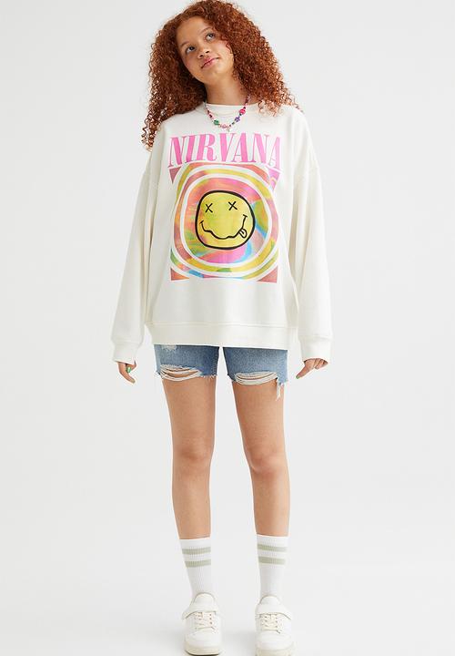 H&M - Oversized printed sweatshirt - cream/nirvana