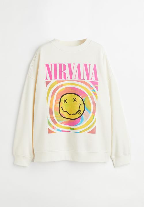 H&M - Oversized printed sweatshirt - cream/nirvana