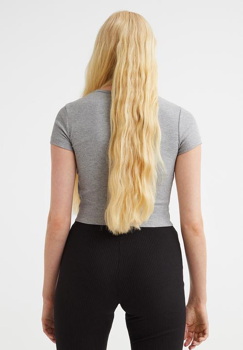H&M - Ribbed cropped top - light grey marl