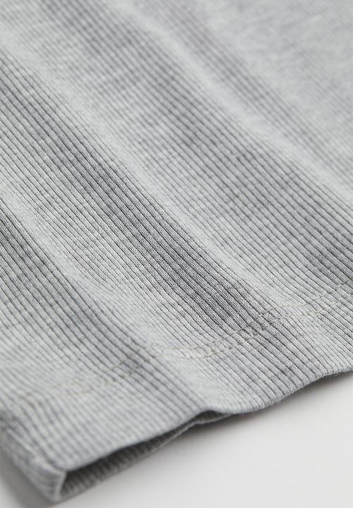H&M - Ribbed cropped top - light grey marl