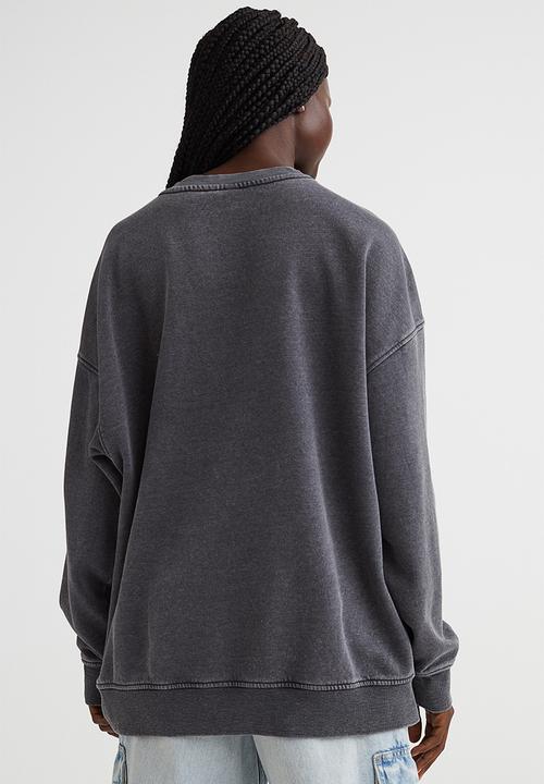 H&M - Oversized printed sweatshirt - dark grey/nyc champs