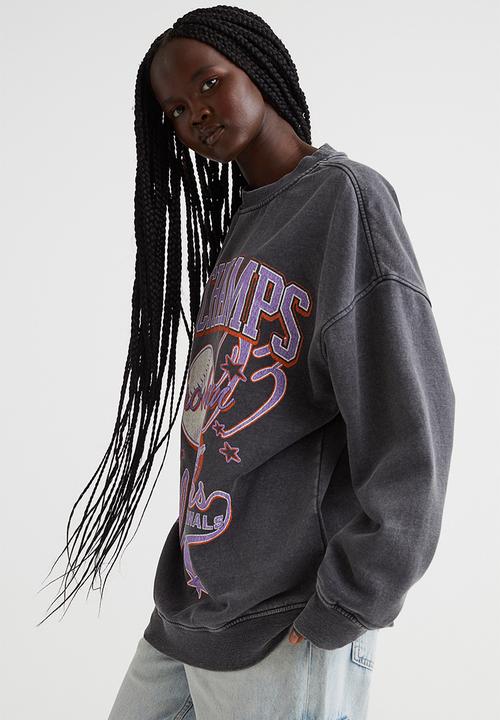 H&M - Oversized printed sweatshirt - dark grey/nyc champs