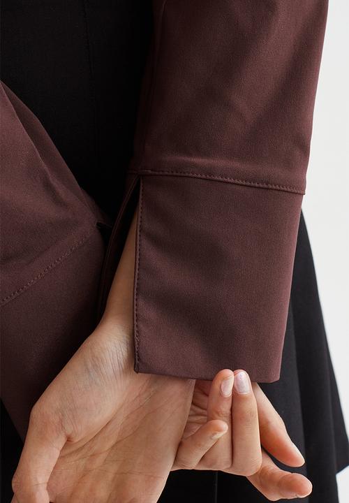 H&M - Corset-style v-neck shirt - dark brown