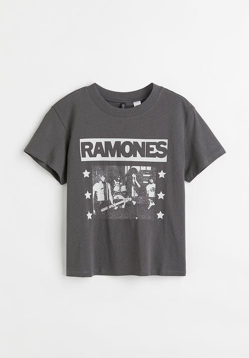 H&M - Printed T-shirt - dark grey/ramones