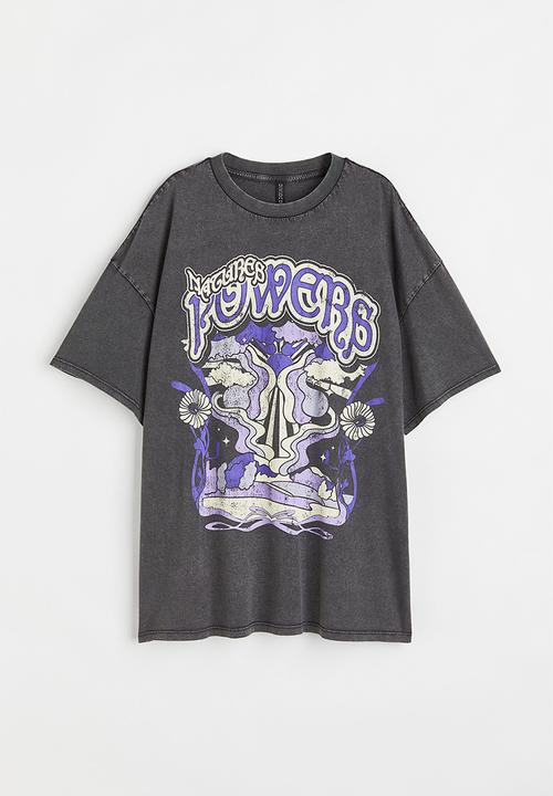 H&M - Oversized printed T-shirt - black/natures powers