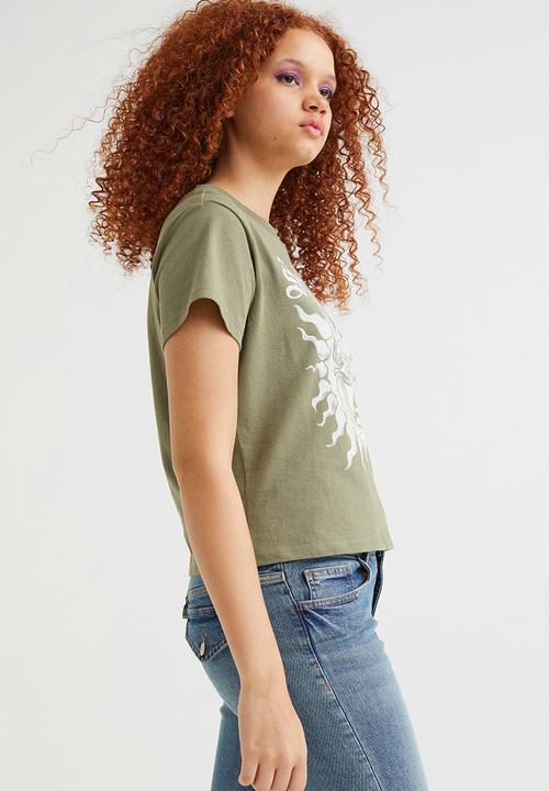 H&M - Printed T-shirt - khaki green/sublime