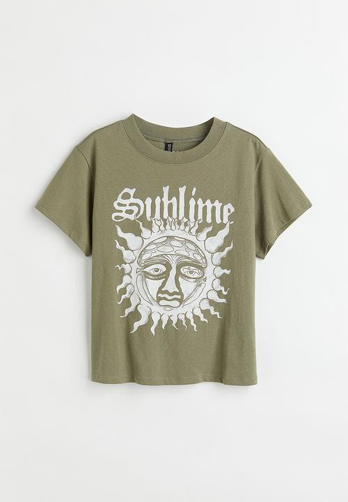 H&M - Printed T-shirt - khaki green/sublime