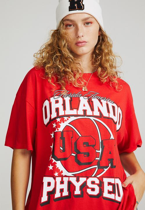 H&M - Oversized printed T-shirt - red/orlando