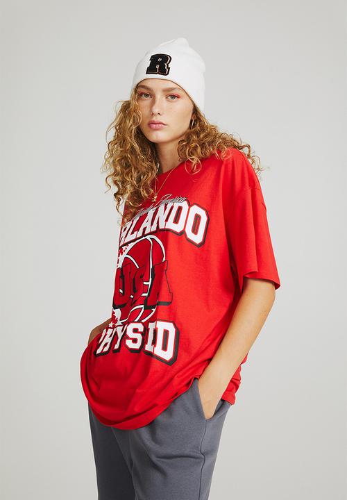 H&M - Oversized printed T-shirt - red/orlando