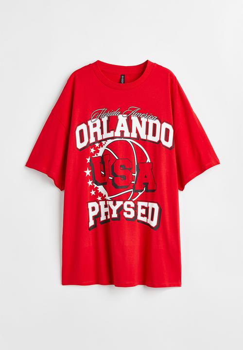H&M - Oversized printed T-shirt - red/orlando