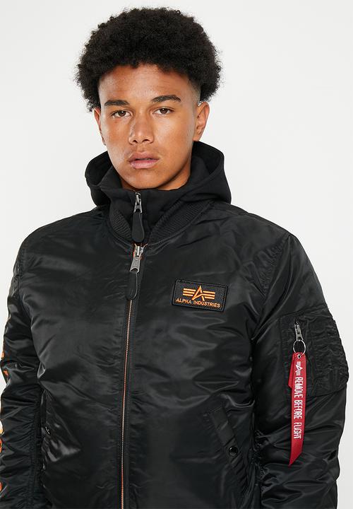 Alpha Industries - Ma 1 dtec se hood jacket - black & orange