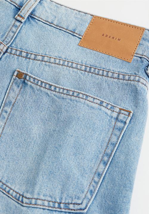 H&M - Wide bermuda high waist shorts - light denim blue