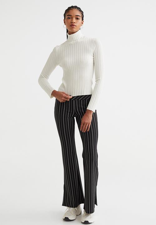 H&M - Rib-knit polo-neck top - cream