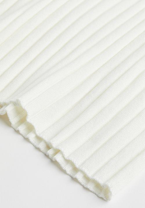 H&M - Rib-knit polo-neck top - cream