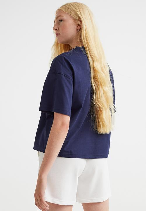 H&M - Boxy t-shirt - dark blue/authentic lifestyle