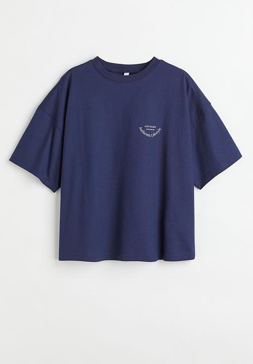 H&M - Boxy t-shirt - dark blue/authentic lifestyle
