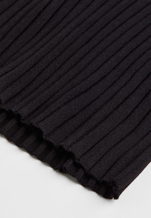 H&M - Rib-knit polo-neck top - black