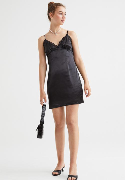 H&M - Satin slip dress - black