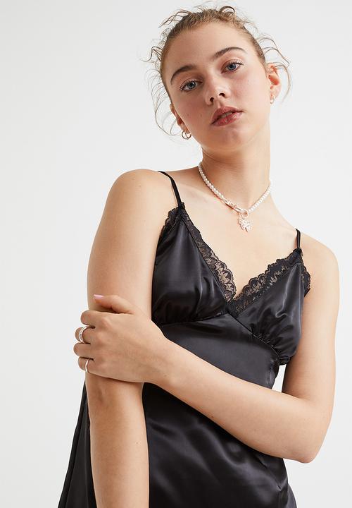 H&M - Satin slip dress - black