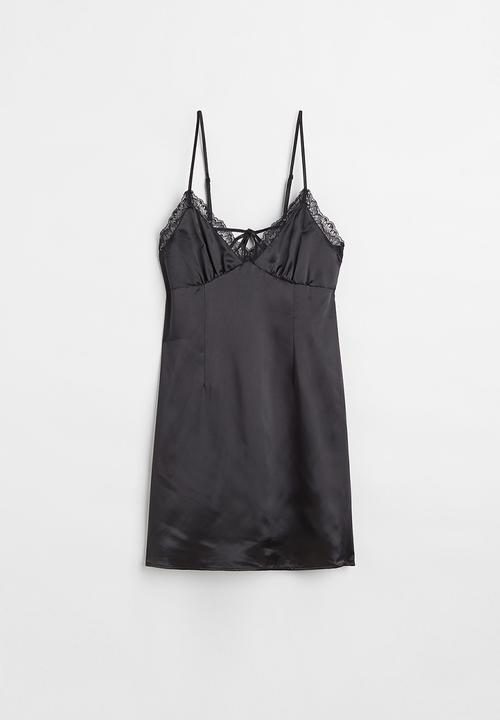 H&M - Satin slip dress - black