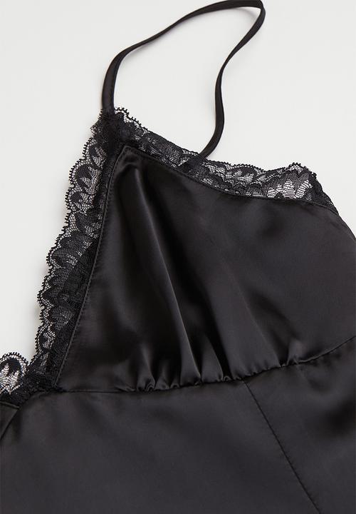 H&M - Satin slip dress - black