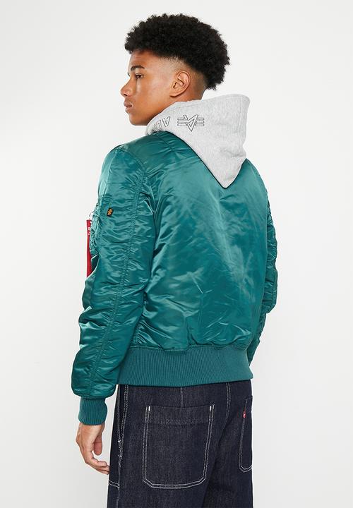 Alpha Industries - Ma 1 dtec detachable hood grey - deep petrol