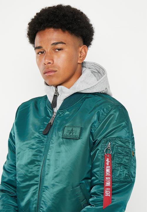 Alpha Industries - Ma 1 dtec detachable hood grey - deep petrol