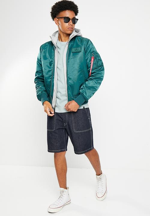 Alpha Industries - Ma 1 dtec detachable hood grey - deep petrol
