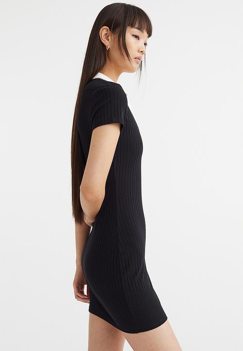 H&M - Collared jersey dress - black