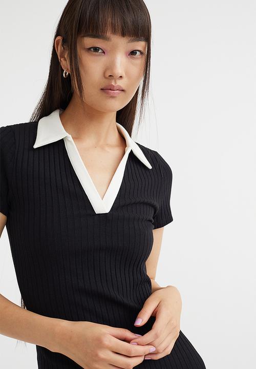 H&M - Collared jersey dress - black