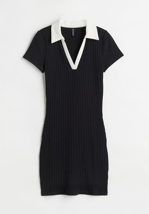 H&M - Collared jersey dress - black
